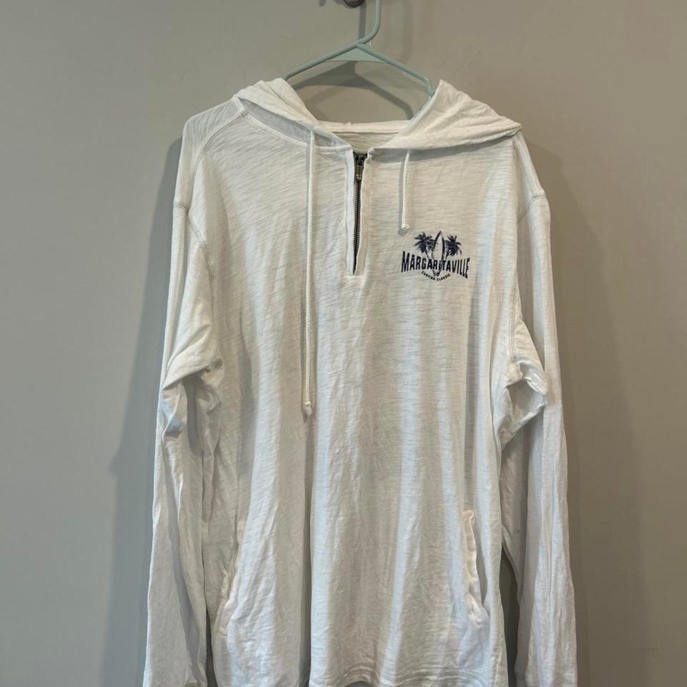 Margaritaville white long sleeve zip up hoodie Size XL
